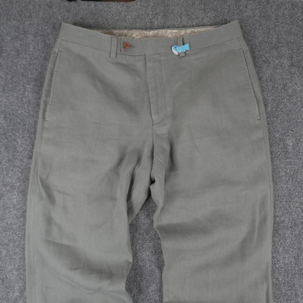 Lauren Ralph Lauren 100% Linen Pants Mens 32W x 30L Sage Green Dress Trousers